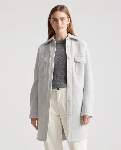 Quince Women's 100% Merino Wool Long Shirt Jacket In Light Heather Grey