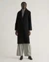Quince Women's 100% Merino Wool Shawl Collar Long Coat In Black