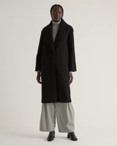 Quince Women's 100% Merino Wool Shawl Collar Long Coat In Black