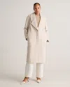 Quince Women's 100% Merino Wool Shawl Collar Long Coat In Heather Bone