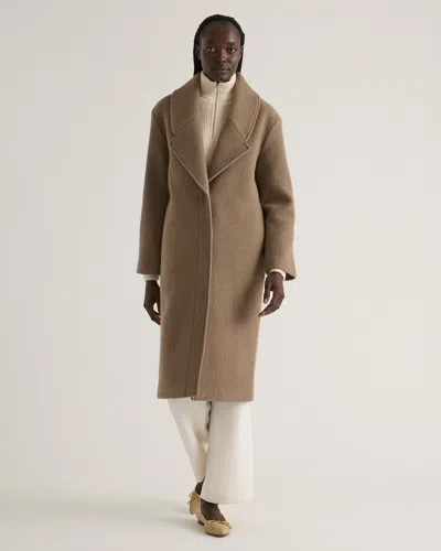 Quince Women's 100% Merino Wool Shawl Collar Long Coat In Heather Elm