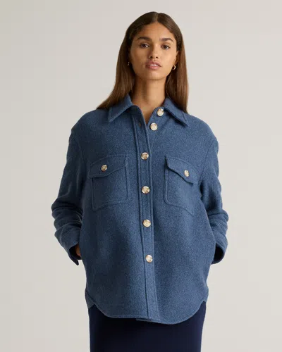 Quince Women's 100% Merino Wool Shirt Jacket In Denim Blue Melange