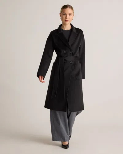 Quince Women's 100% Mongolian Cashmere Double-faced Double-breasted Wrap Coat In Black