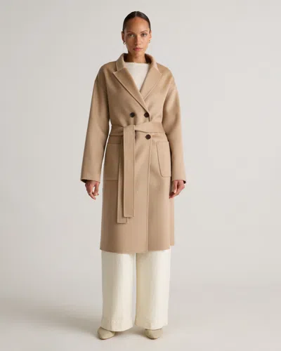 Quince Women's 100% Mongolian Cashmere Double-faced Double-breasted Wrap Coat In Camel