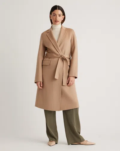 Quince Women's 100% Mongolian Cashmere Double-faced Wrap Coat In Camel