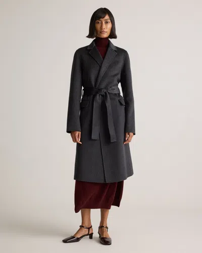 Quince Women's 100% Mongolian Cashmere Double-faced Wrap Coat In Heather Graphite