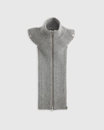 Quince Women's 100% Mongolian Cashmere Ribbed Collar Blazer Insert In Heather Grey