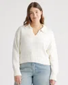Quince Women's 100% Organic Cropped Cotton Polo Sweater In Ivory