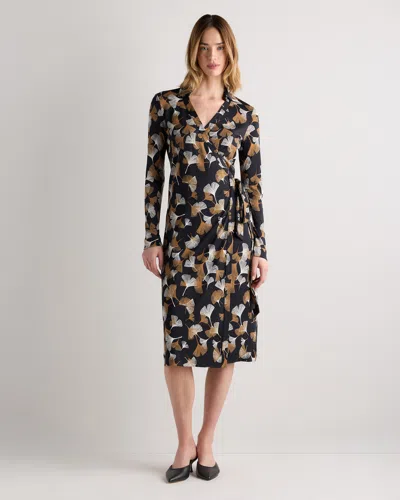 Quince Women's 100% Silk Jersey Midi Wrap Dress