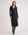 Quince Women's 100% Silk Jersey Midi Wrap Dress In Black