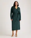 Quince Women's 100% Silk Jersey Midi Wrap Dress In Evergreen