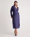 Quince Women's 100% Silk Jersey Midi Wrap Dress In Navy