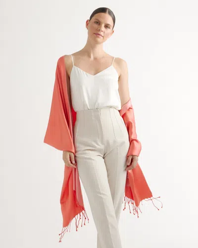 Quince Women's 100% Silk Reversible Scarf In Papaya