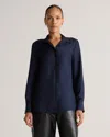 Quince Women's 100% Silk Twill Blouse In Deep Navy
