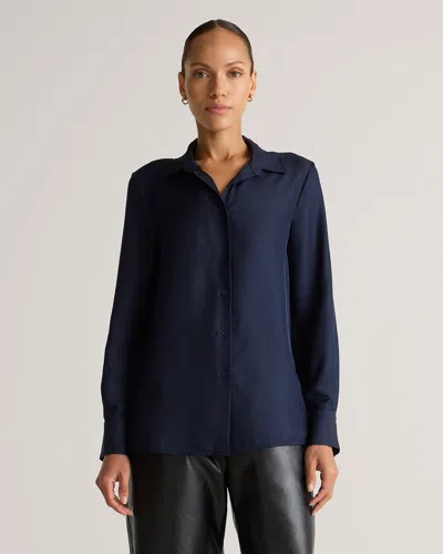 Quince Women's 100% Silk Twill Blouse In Deep Navy