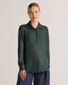 Quince Women's 100% Silk Twill Blouse In Forest Green