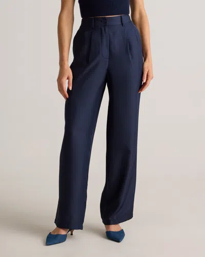 Quince Women's 100% Silk Twill Trouser In Deep Navy