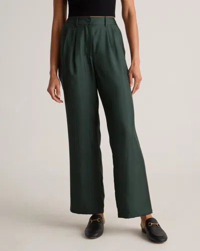 Quince Women's 100% Silk Twill Trouser In Forest Green
