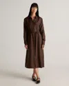 Quince Women's 100% Silk Twill Utility Shirt Dress In Hot Fudge