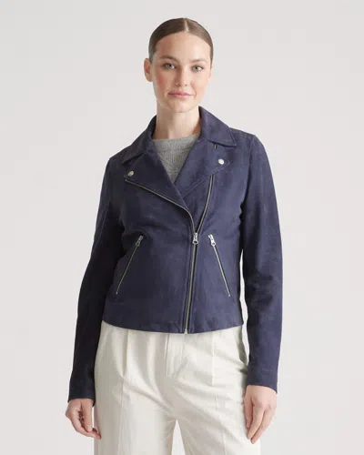 Quince Women's 100% Suede Biker Jacket In Navy