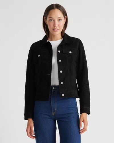 Quince Women's 100% Suede Trucker Jacket In Black