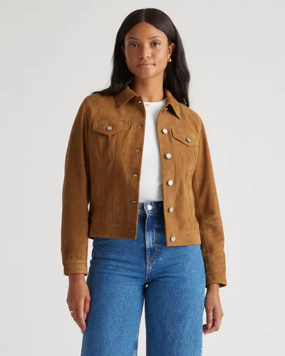 Quince Women's 100% Suede Trucker Jacket In Cognac