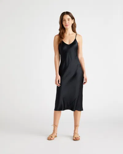 Quince Women's 100% Washable Silk Slip Dress In Black