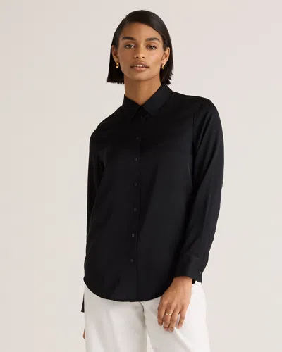 Quince Women's 100% Washable Silk Stretch Blouse In Black