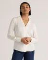 QUINCE WOMEN'S 100% WASHABLE SILK STRETCH NOTCH COLLAR BLOUSE