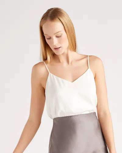 Quince Women's 100% Washable Silk Stretch V-neck Cami Top In Ivory