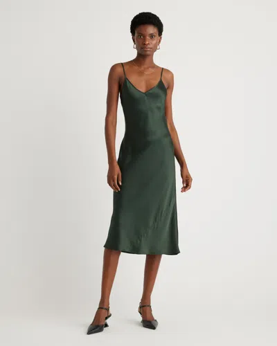 Quince Women's 100% Washable Slip Dress In Forest Green