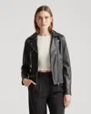 QUINCE WOMEN'S 100% WASHED LEATHER BIKER JACKET