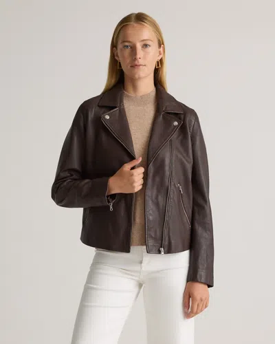 Quince Women's 100% Washed Leather Biker Jacket In Brown