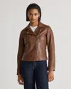 Quince Women's 100% Washed Leather Biker Jacket In Burnt Umber