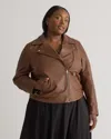 Quince Women's 100% Washed Leather Biker Jacket In Burnt Umber