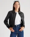 Quince Women's 100% Washed Leather Bomber Jacket In Black