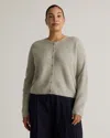 Quince Women's 100% Yak Soft Rib Crew Cardigan Sweater In Warm Heather Grey
