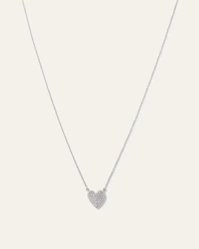 Quince Women's 14k Gold Dainty Diamond Mini Heart Necklace In White Gold