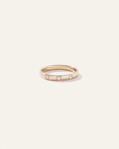 Quince Women's 14k Gold Diamond 3 Stone Inlay Band Rings In Yellow Gold