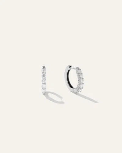 Quince Women's 14k Gold Diamond Classic Huggie Hoop Earrings In White Gold