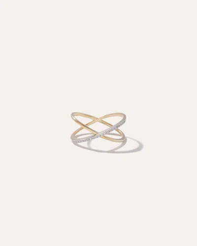 Quince Women's 14k Gold Diamond Pave Crossover Ring In Yellow Gold