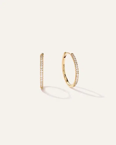 Quince Women's 14k Gold Diamond Pave Hoop Earrings
