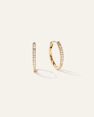 Quince Women's 14k Gold Diamond Pave Hoop Earrings