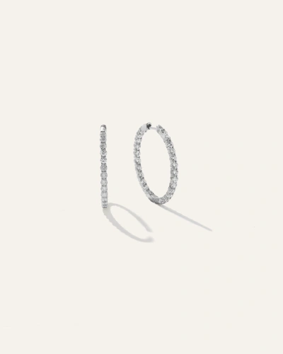 Quince Women's 14k Gold Diamond Thin Shared Prong Eternity Hoop Earrings In Metallic