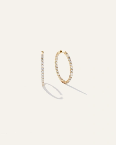 Quince Women's 14k Gold Diamond Thin Shared Prong Eternity Hoop Earrings