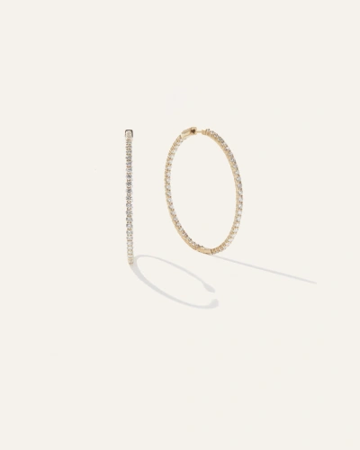 Quince Women's 14k Gold Diamond Thin Shared Prong Eternity Hoop Earrings