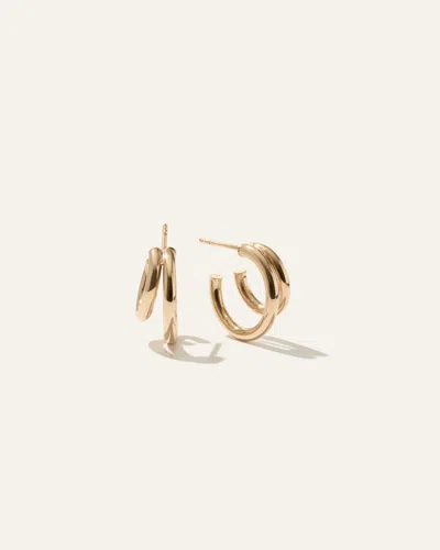Quince Women's 14k Gold Double Loop Huggies In Yellow Gold