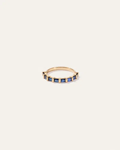 Quince Women's 14k Gold Gemstone Baguette Bar Band Rings In Blue Sapphire