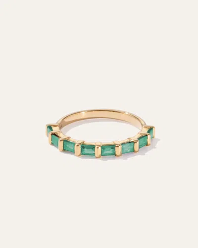 Quince Women's 14k Gold Gemstone Baguette Bar Band Rings In Lab Created Emerald