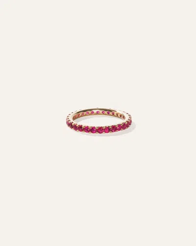 Quince Women's 14k Gold Gemstone Pave Eternity Band Rings In Ruby